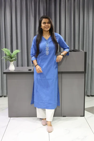 Blue Cross V Neck Anvita