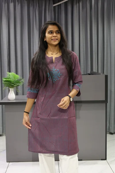 Mirror Work Straight Kurti